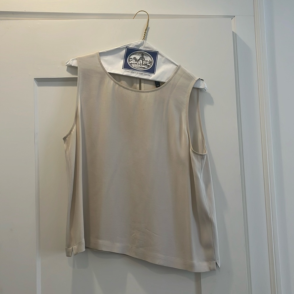 Eileen Fisher Neutral Cream Sleeveless Round-Neck Shell Top